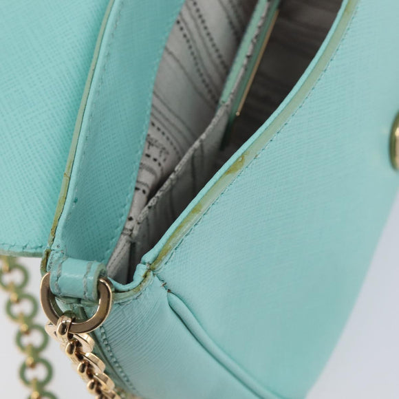 Salvatore Ferragamo Gancini Chain Shoulder Bag Leather Light Blue Auth BA16843A