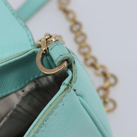 Salvatore Ferragamo Gancini Chain Shoulder Bag Leather Light Blue Auth BA16843A