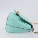 Salvatore Ferragamo Gancini Chain Shoulder Bag Leather Light Blue Auth BA16843A-4