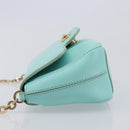 Salvatore Ferragamo Gancini Chain Shoulder Bag Leather Light Blue Auth BA16843A-5