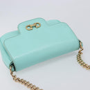 Salvatore Ferragamo Gancini Chain Shoulder Bag Leather Light Blue Auth BA16843A-6