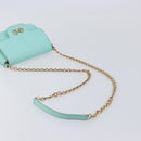 Salvatore Ferragamo Gancini Chain Shoulder Bag Leather Light Blue Auth BA16843A-7