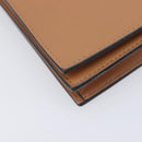 CELINE Frame Evening Clutch Shoulder Bag Leather Beige Gold Tone Auth BA16846A-13