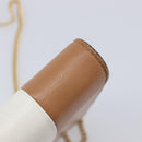 CELINE Frame Evening Clutch Shoulder Bag Leather Beige Gold Tone Auth BA16846A-18