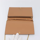 CELINE Frame Evening Clutch Shoulder Bag Leather Beige Gold Tone Auth BA16846A-20