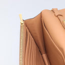 CELINE Frame Evening Clutch Shoulder Bag Leather Beige Gold Tone Auth BA16846A-23