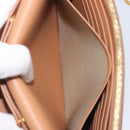 CELINE Frame Evening Clutch Shoulder Bag Leather Beige Gold Tone Auth BA16846A-24