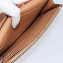 CELINE Frame Evening Clutch Shoulder Bag Leather Beige Gold Tone Auth BA16846A-25