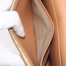CELINE Frame Evening Clutch Shoulder Bag Leather Beige Gold Tone Auth BA16846A-26