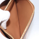CELINE Frame Evening Clutch Shoulder Bag Leather Beige Gold Tone Auth BA16846A-29