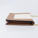 CELINE Frame Evening Clutch Shoulder Bag Leather Beige Gold Tone Auth BA16846A-4