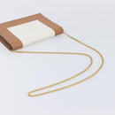 CELINE Frame Evening Clutch Shoulder Bag Leather Beige Gold Tone Auth BA16846A-8