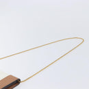 CELINE Frame Evening Clutch Shoulder Bag Leather Beige Gold Tone Auth BA16846A-9