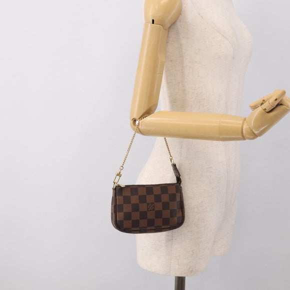 LOUIS VUITTON Damier Ebene Mini Pochette Accessoires Pouch N58009 Auth BA16847A