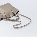 Valentino Rock Studs Hand Bag Leather 2way Gold Auth BA16848-10