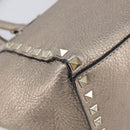 Valentino Rock Studs Hand Bag Leather 2way Gold Auth BA16848-14