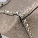 Valentino Rock Studs Hand Bag Leather 2way Gold Auth BA16848-16