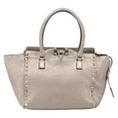 Valentino Rock Studs Hand Bag Leather 2way Gold Auth BA16848-2