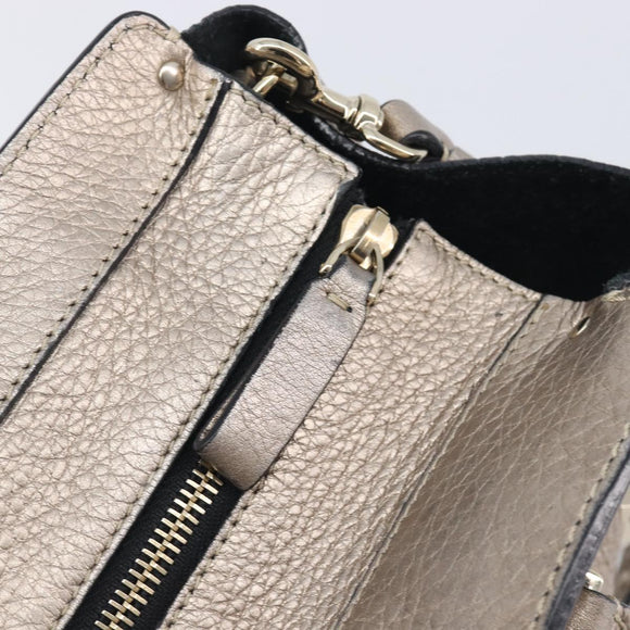 Valentino Rock Studs Hand Bag Leather 2way Gold Auth BA16848
