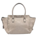 Valentino Rock Studs Hand Bag Leather 2way Gold Auth BA16848-3