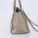 Valentino Rock Studs Hand Bag Leather 2way Gold Auth BA16848-5