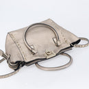 Valentino Rock Studs Hand Bag Leather 2way Gold Auth BA16848-6