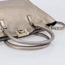 Valentino Rock Studs Hand Bag Leather 2way Gold Auth BA16848-7