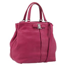 Salvatore Ferragamo Vala Hand Bag Leather 2way Pink Silver Auth BA16849A-1