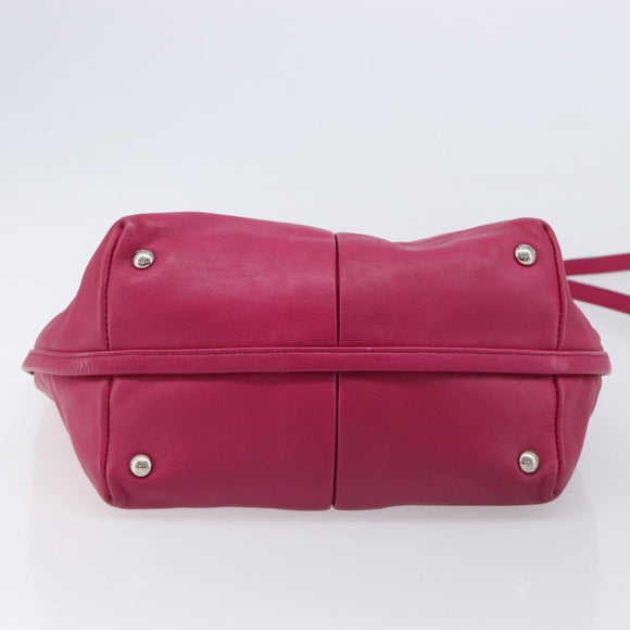 Salvatore Ferragamo Vala Hand Bag Leather 2way Pink Silver Auth BA16849A