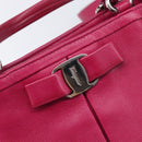Salvatore Ferragamo Vala Hand Bag Leather 2way Pink Silver Auth BA16849A-17