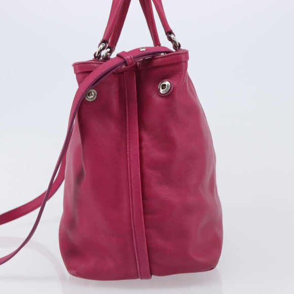 Salvatore Ferragamo Vala Hand Bag Leather 2way Pink Silver Auth BA16849A