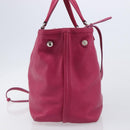 Salvatore Ferragamo Vala Hand Bag Leather 2way Pink Silver Auth BA16849A-5