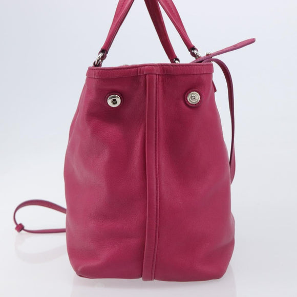 Salvatore Ferragamo Vala Hand Bag Leather 2way Pink Silver Auth BA16849A
