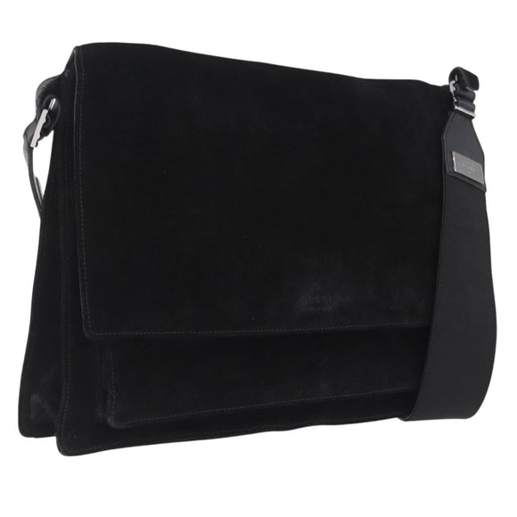 GUCCI Shoulder Bag Suede Black Silver 001 3266 Auth BA16852