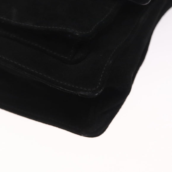 GUCCI Shoulder Bag Suede Black Silver 001 3266 Auth BA16852