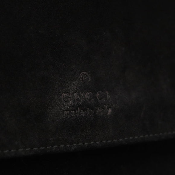 GUCCI Shoulder Bag Suede Black Silver 001 3266 Auth BA16852