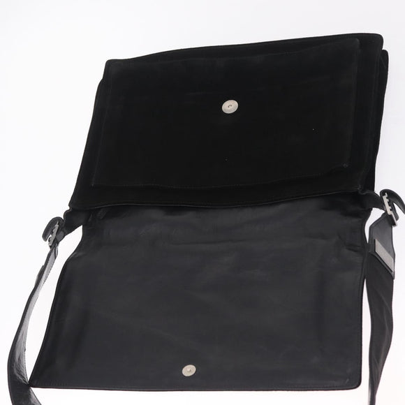 GUCCI Shoulder Bag Suede Black Silver 001 3266 Auth BA16852
