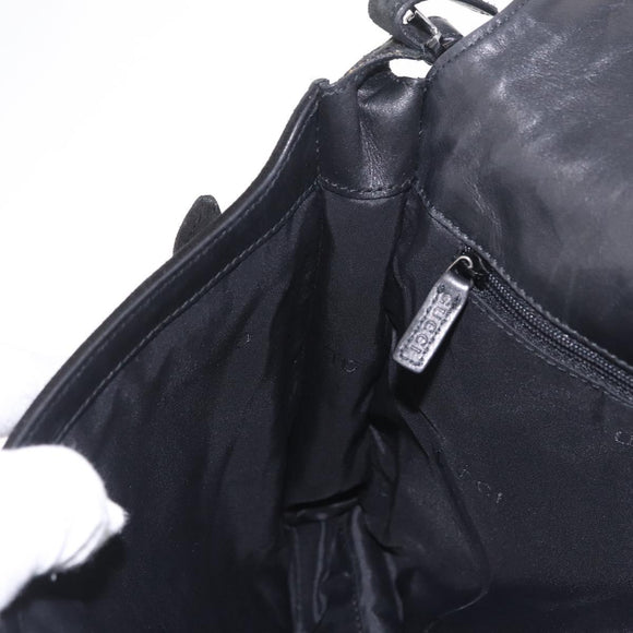GUCCI Shoulder Bag Suede Black Silver 001 3266 Auth BA16852