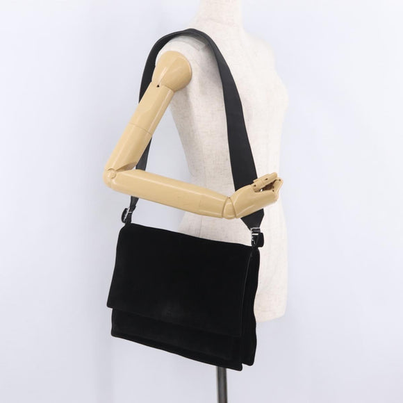 GUCCI Shoulder Bag Suede Black Silver 001 3266 Auth BA16852