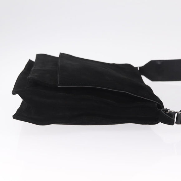 GUCCI Shoulder Bag Suede Black Silver 001 3266 Auth BA16852