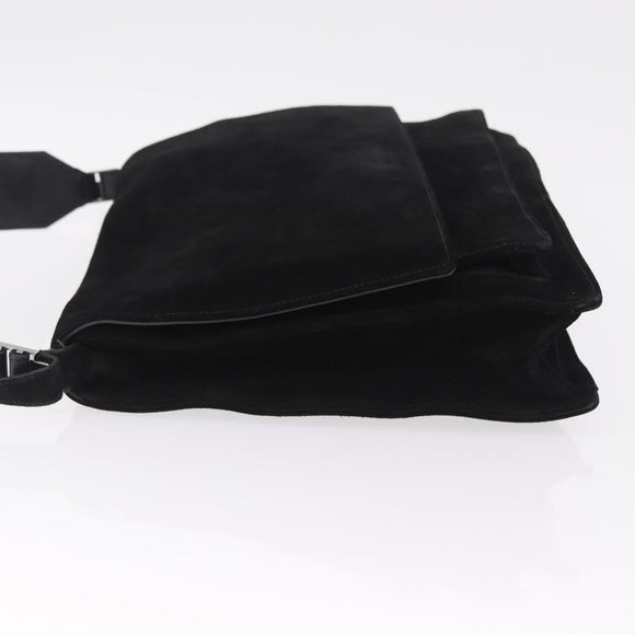 GUCCI Shoulder Bag Suede Black Silver 001 3266 Auth BA16852