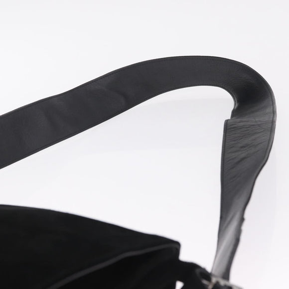GUCCI Shoulder Bag Suede Black Silver 001 3266 Auth BA16852
