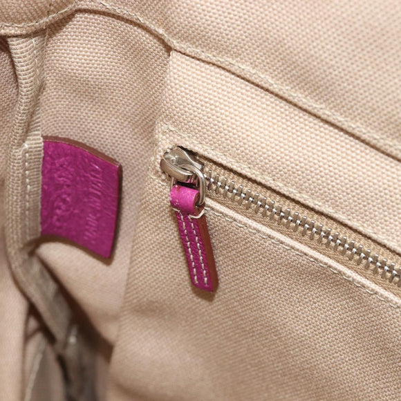PRADA Hand Bag Canvas Beige Purple Auth BA16859