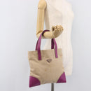PRADA Hand Bag Canvas Beige Purple Auth BA16859-28