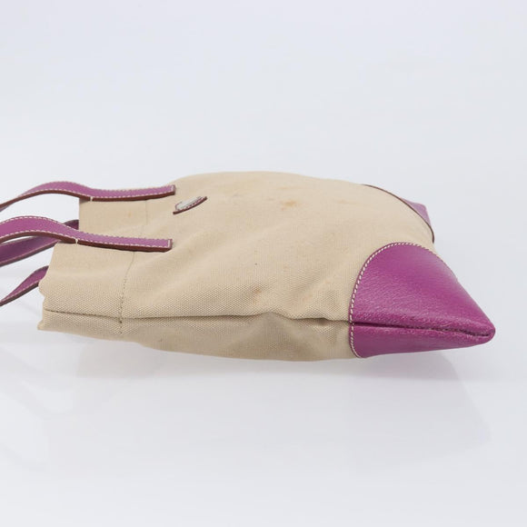 PRADA Hand Bag Canvas Beige Purple Auth BA16859