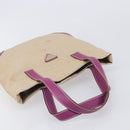 PRADA Hand Bag Canvas Beige Purple Auth BA16859-6