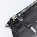 Valentino Clutch Bag Leather Black Silver Auth BA16865-13