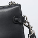 Valentino Clutch Bag Leather Black Silver Auth BA16865-15