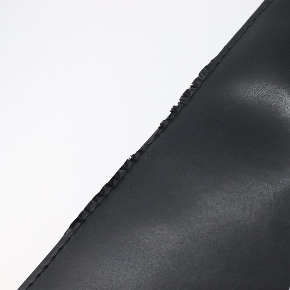Valentino Clutch Bag Leather Black Silver Auth BA16865