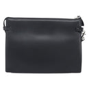 Valentino Clutch Bag Leather Black Silver Auth BA16865-3